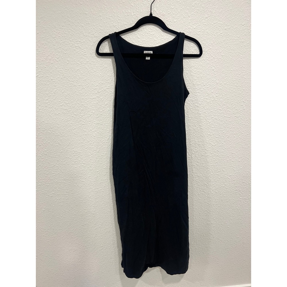 J.Crew Womens Black Sleeveless Scoop Neck Midi Tank Dress Side Slit XS